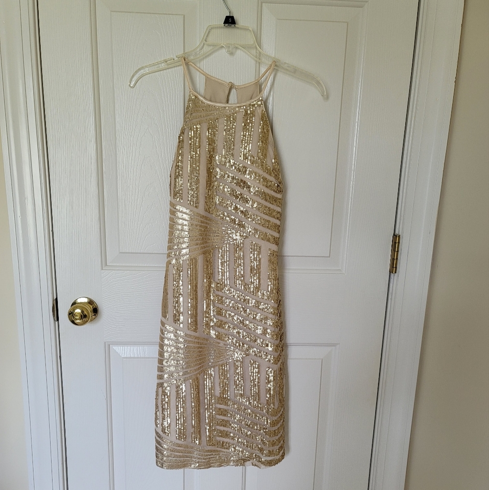 Sequin Hearts Gold Cocktail Dress